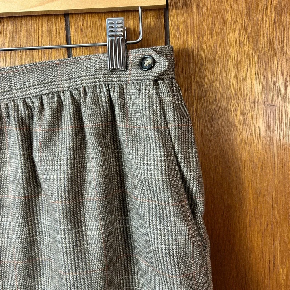 Evan Picone Plaid Wool Blend Midi Skirt Women's Size Petite‎ Brown Classic